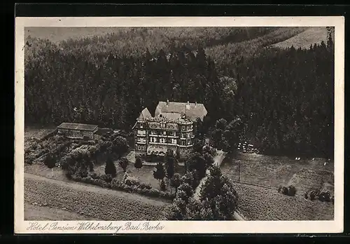 AK Bad Berka, Hotel Wilhelmsburg aus der Vogelschau