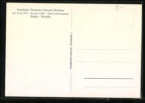 AK Husum /Nordsee, Parkhotel Thordsen, Bodega-Bierstube