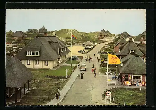 AK Rantum, Dorfstrasse mit Dünenblick aus der Vogelschau