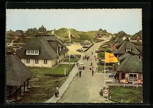 AK Rantum, Dorfstrasse mit Dünenblick aus der Vogelschau