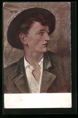 AK Bergsteiger mit einem Hut