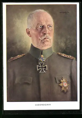 Künstler-AK Feldherr Erich Ludendorff in Uniform mit Orden, Original von Paul Bender