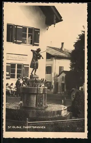 AK St. Gilgen, Mozartbrunnen