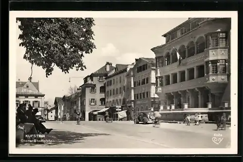 AK Kufstein, Oberer Stadtplatz mit Geschäften