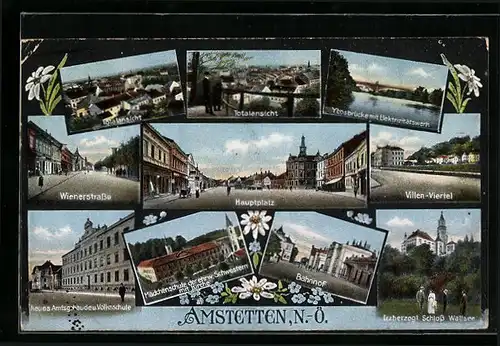 AK Amstetten, Hauptplatz, Wiener Strasse, Villenviertel, Bahnhof