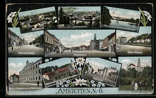 AK Amstetten, Hauptplatz, Wiener Strasse, Villenviertel, Bahnhof