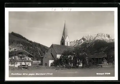 AK Hochfilzen, Ortspartie mit Kirche gegen Marchand