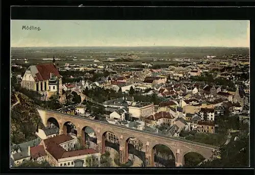 AK Mödling, Ortsansicht mit Weitblick