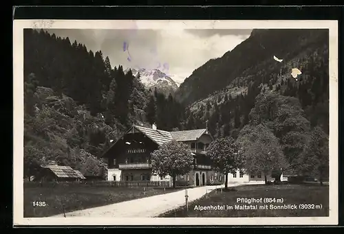 AK Malta /Maltatal, Alpenhotel Pflüglhof mit Sonnblick