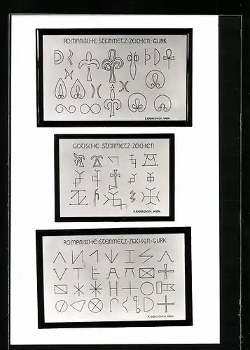 AK Gurk /Kärnten, Romanische und Gotische Steinmetz-Zeichen