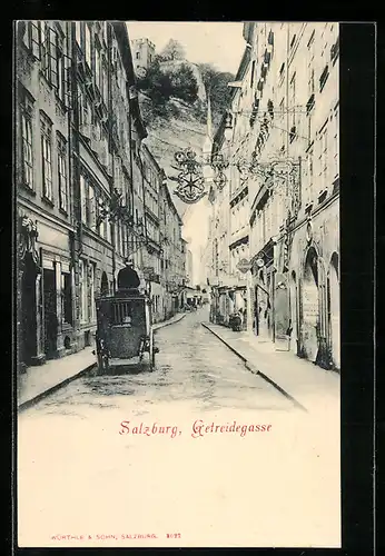 AK Salzburg, Kutsche in der Getreidegasse