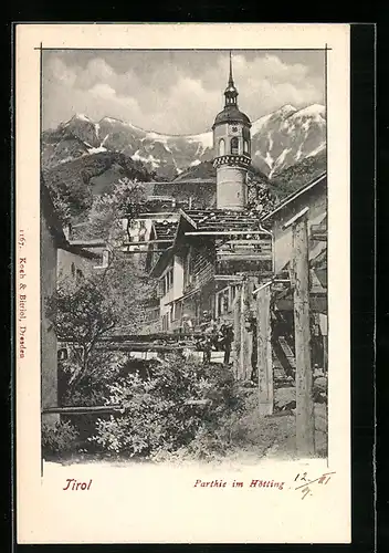 AK Hötting /Tirol, Parthie im Ort