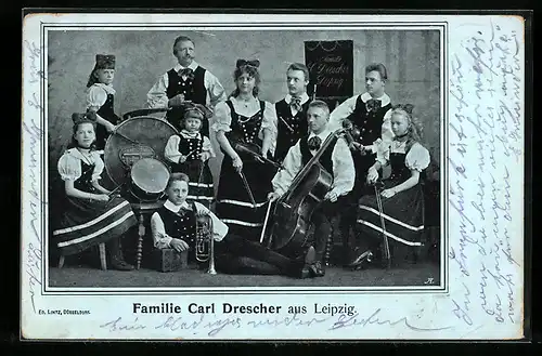 AK Leipzig, Familie Carl Drescher mit Instrumenten