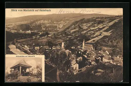 AK Heimbach, Schutzhütte auf Mariahöh, Blick auf den Ort