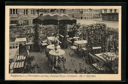 AK Leipzig, Café & Conditorei Lutze, Terrasse, Kaiser-Wilhelm-Str. 2
