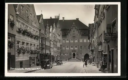 AK Donauwörth, Partie beim Rathaus mit Cafe Engel