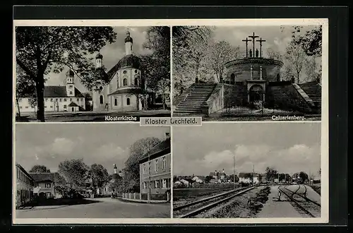 AK Lechfeld, Kloster Lechfeld, Klosterkirche, Calvarienberg, Strassenpartie