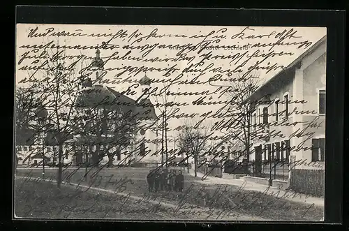 AK Kloster Lechfeld, Blick zur Kirche