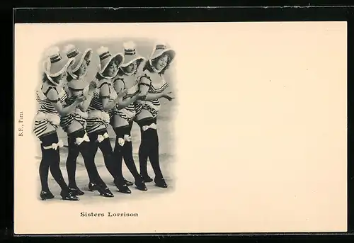 AK Variete-Girls Sisters Lorrison im Bühnenkostüm