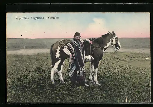 AK Republica Argentina, Gaucho mit seinem Pferd