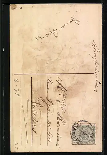 Präge-AK Gärtnerpaar mit Blumen, Neujahrsgruss