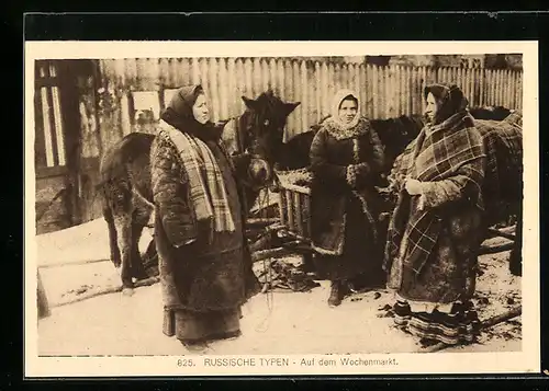 AK Russische Typen, Frauen auf dem Wochenmarkt