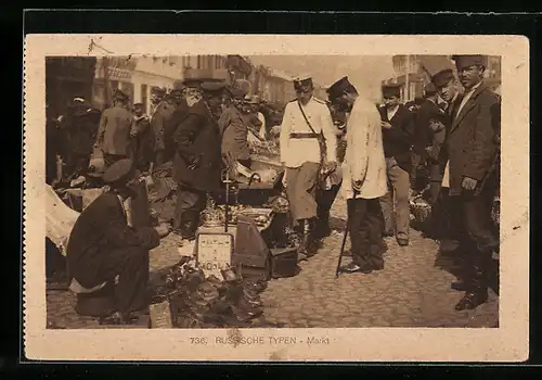 AK Russische Typen, Marktszene