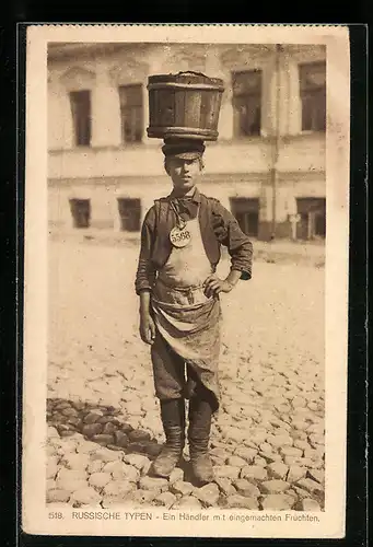 AK Russischer Händler mit eingemachten Früchten