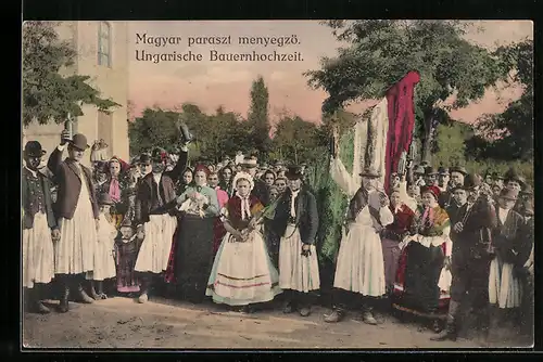 AK Ungarische Bauernhochzeit, ungarische Tracht