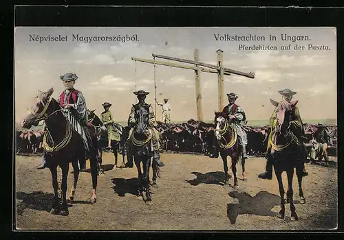 AK Volkstrachten in Ungarn, Pferdehirten auf der Puszta