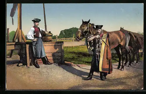 AK Pferdehirten in ungarischer Tracht