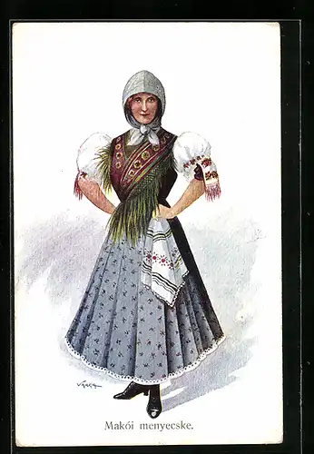 AK ungarische Frau in Tracht