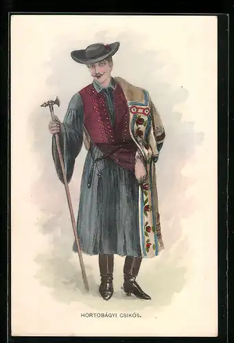 AK Hortobágyi Csikós, ungarischer Herr in Tracht