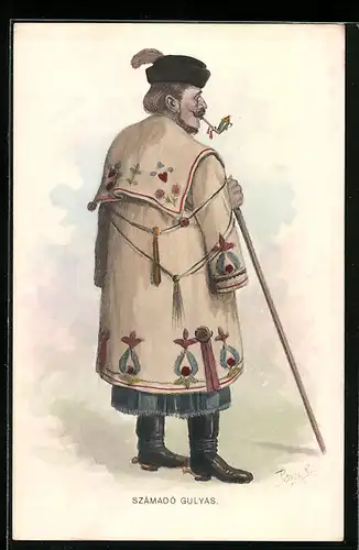AK Számadó Gulyás, ungarischer Pferdehirte in Tracht