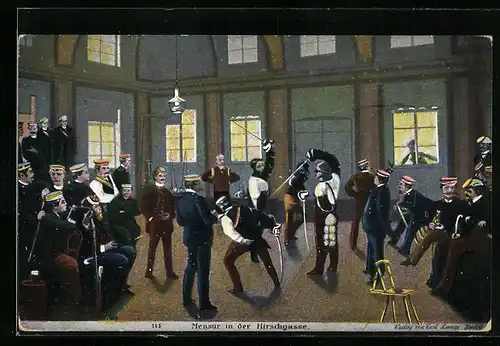 AK Heidelberg, Mensur in der Hirschgasse, studentische Szene