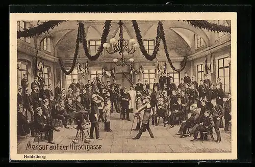 AK Heidelberg, Mensur auf der Hirschgasse, Duell, schlagende Verbindung