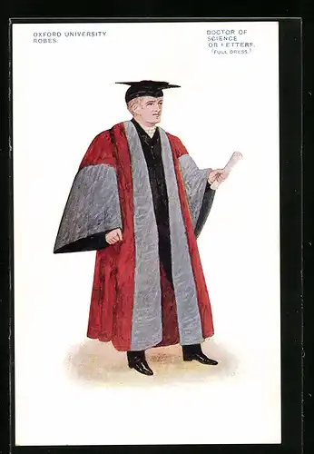 Künstler-AK Oxford, University Robes, Doctor of Science or Letters