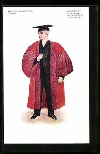 Künstler-AK Oxford, University Robes, Doctor of Civil Law or Medicine, Full Dress