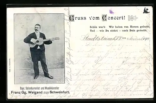 AK Bayr. Salonhumorist und Musikkünstler Franz Gg. Weigand