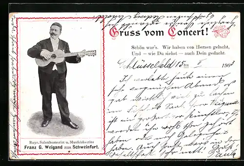 AK Bayr. Salonhumorist und Musikkünstler Franz G. Weigand