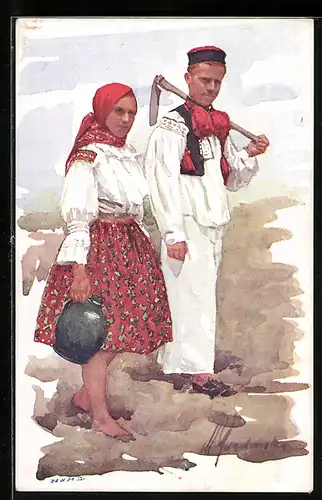 AK Bauern in slowakischer Tracht