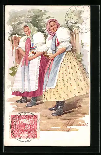 AK slowakische Frauen in Tracht