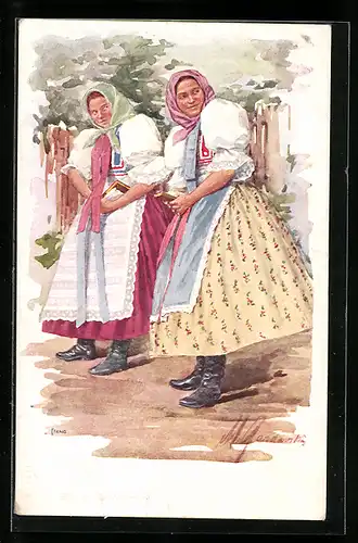 AK slowakische Frauen in Tracht