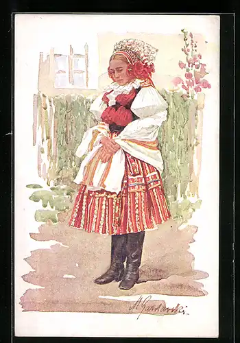 AK Fräulein in slowakischer Tracht