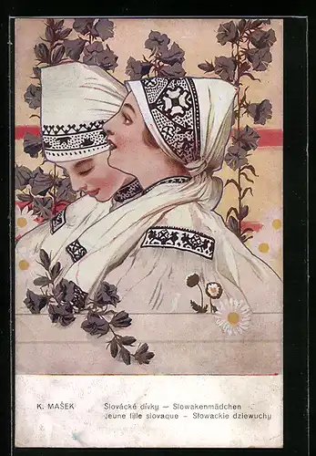 Künstler-AK Damen in slowakischer Tracht