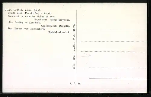 Künstler-AK Tschechoslowakei, Slowakin in Trachtenkleidung