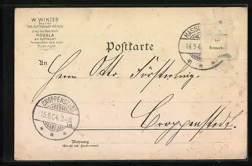 Lithographie Rossla, Kyffhäuser-Hotel, Kaiser Wilhelm Denkmal, Totalansicht