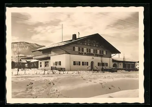 AK Frasdorf im Chiemgau, Cafe-Gaststätte Alpenhof im Winter