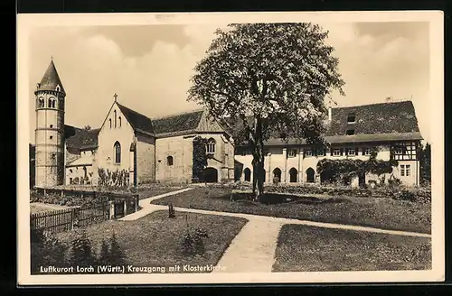 AK Lorch, Kloster Lorch, Kreuzgang mit Klosterkirche