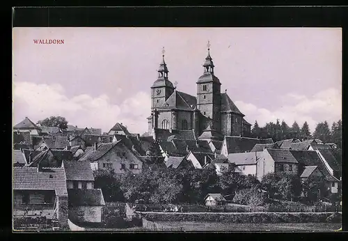 AK Walldürn, Teilansicht mit Kirche